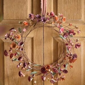 NEW Anthropologie x Terrain Plum Strawflower Iron Wreath, 22”